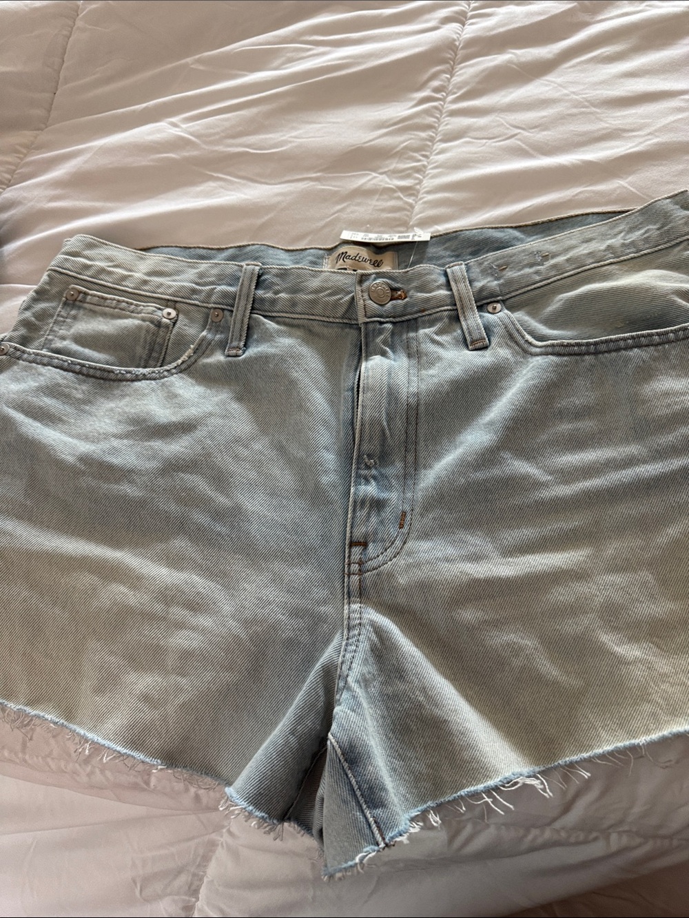 Madewell Light Blue High-Rise Cutoff Denim Shorts
